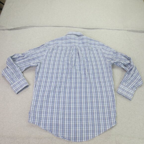 Burberry Long Sleeve Button Down Shirt Mens 18 41 Blue White Comfort Casual - Picture 12 of 13